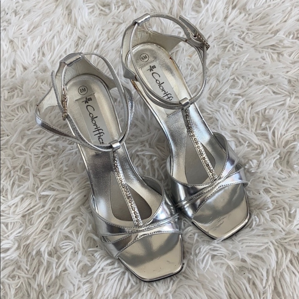 Coloriffics Silver Heels Sz 6